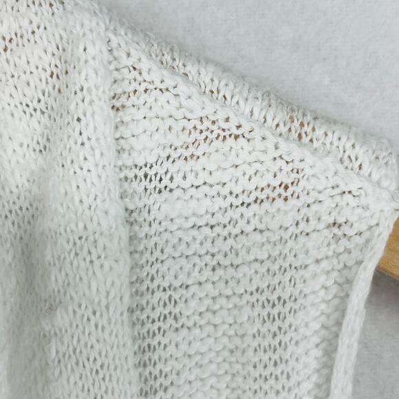 EILEEN FISHER Sweater 1X Organic Cotton Cardigan Vest Drape Open Front White - Picture 9 of 13